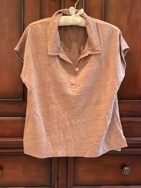 Poetry relaxed linen knit polo shirt